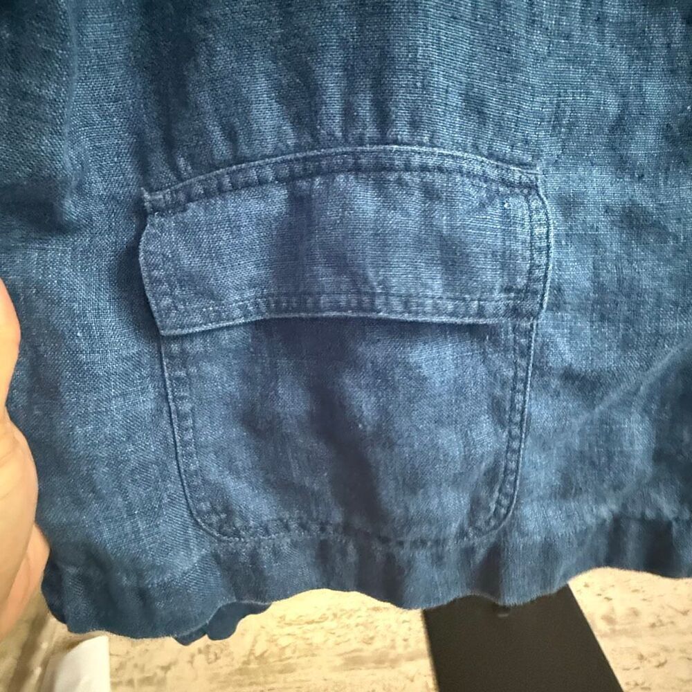 Jones New York 100% linen women’s blue button down shirt size xl - Picture 6 of 14